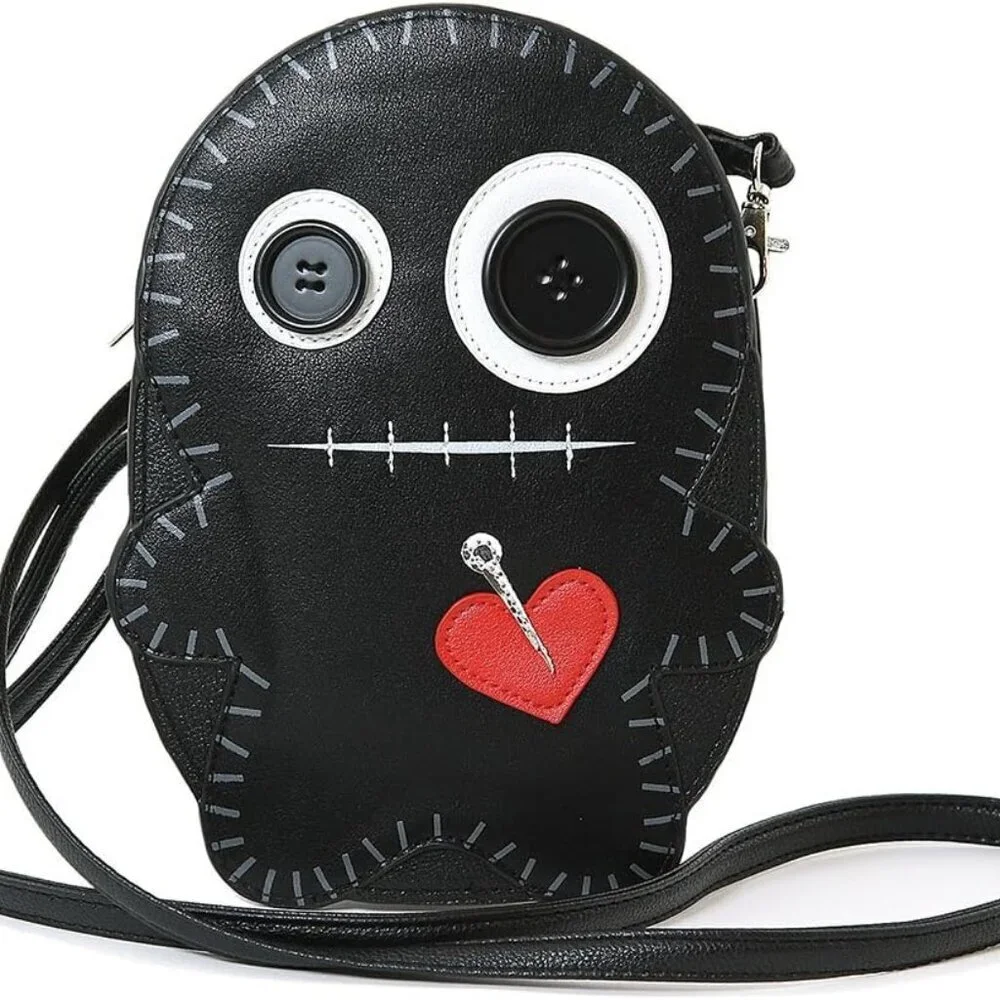 Stitched Voodoo Doll Shoulder Crossbody Bag Vinyl Women Casual Purse